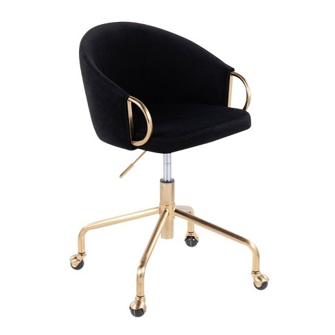 Claire Velvet Metal Plywood Task Chair Gold Black LumiSource