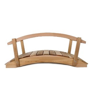 All Things Cedar Wooden Bridge, Outdoor Garden Handcrafted Walkway with Side Rails for Backyards, Streams, or Pond - 1 of 4