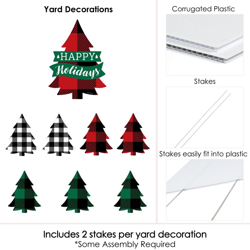 Big Dot of Happiness Holiday Plaid Trees - Yard Sign and Outdoor Lawn Decorations - Buffalo Plaid Christmas Party Yard Signs - Set of 8, 5 of 8
