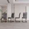 4-Pack of Modern Dining Chairs, High-Back, Faux Leather Seats, Metal Legs - 3 of 4