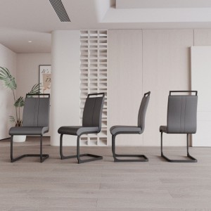 4-Pack Modern High-Back Faux Leather Dining Chairs with Metal Legs - 1 of 4