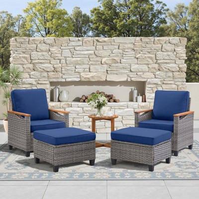 Outdoor Wicker Patio Seating Set All Weather PE Rattan Conversation Set with Cushion