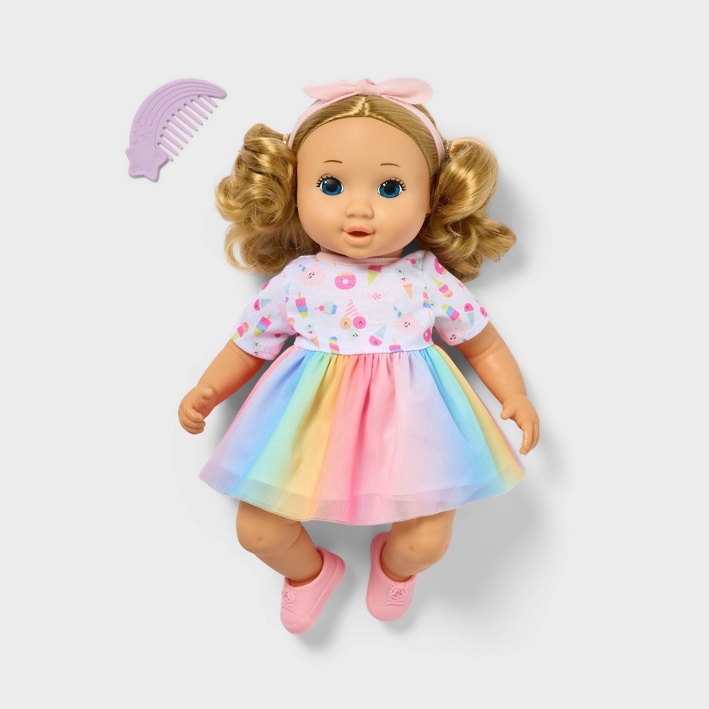 Photos - Doll 14" Toddler Baby  - Blonde Hair + Blue Eyes - Gigglescape™