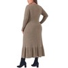 Agnes Orinda Women's Plus Size Long Sleeve Crew Neck Ruffled Hem Ribbed Knit A Line Mixi Dresses - 2 of 4