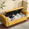 Kumasinova 55.1"Vintage Tufted Storage Ottoman with Flared Armrest,Linen End of Bed Bench with Storage for Living Room,Bedroom,275lbs Max - 2 of 4