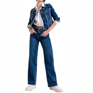 Women's Denim Jacket With Frayed Design - Q2 - 1 of 3