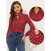 INSPIRE CHIC Women's Polka Dots Vintage Choker Neck Button Down Shirt - 2 of 4