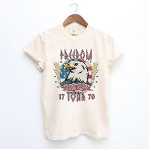 Simply Sage Market Women's Freedom Tour Born Free Short Sleeve Garment Dyed Tee - 1 of 4