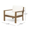 Outdoor  Acacia Wood Patio Club Chair with Water-Resistant Cushions,Slatted Back and Wire Brushed Finish–The Pop Home - 4 of 4