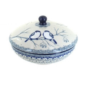 Blue Rose Polish Pottery C55 Ceramika Artystyczna Covered Bowl - 1 of 2