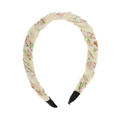 Unique Bargains Women's Fashion Elegant Pleated Headband 6.10"x5.12" Beige Pink 1 Pc