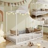 KTMBDW Twin/Full Size Montessori Floor Bed, Metal House Bed Frame for Kids, Montessori Floor Beds with Fence, Canopy Platform Bed - 4 of 4