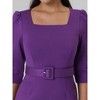 Hobemty Women's Vintage Square Neck Puff Sleeve Belted Pencil Dresses - 4 of 4