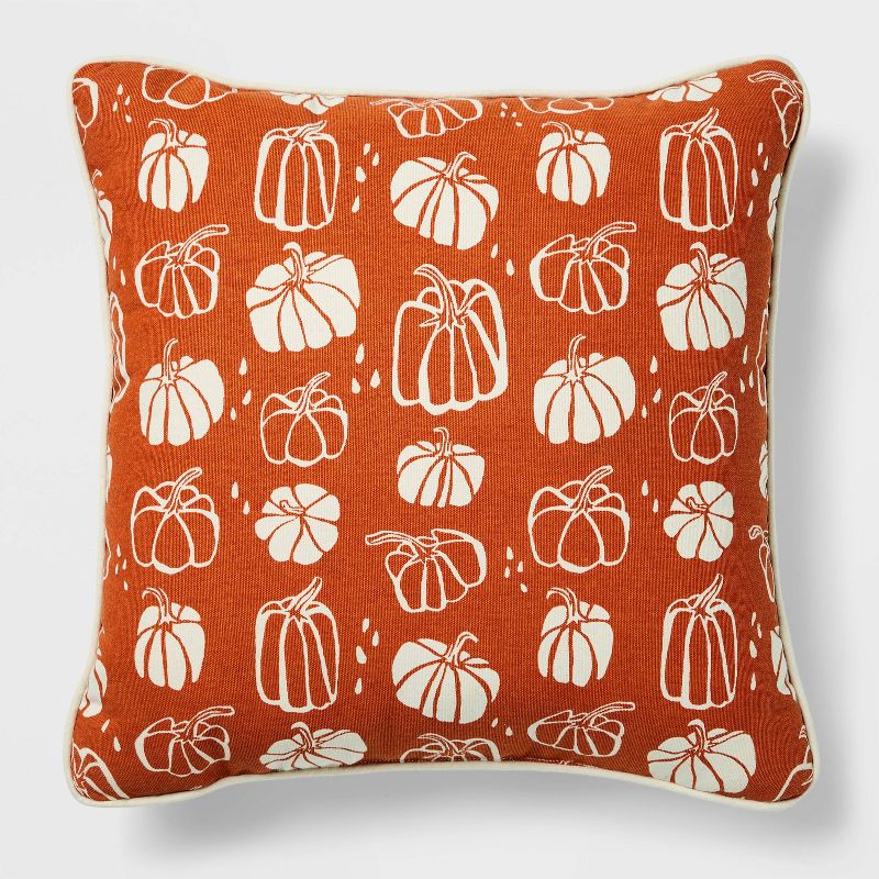 Fall Square Throw Pillow Orange/Almond - Spritz&#8482;, 1 of 8