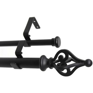 Urbanest Portia Flat Button 1-inch 5-8 inch Double Drapery Curtain Window Rod Set - 1 of 4