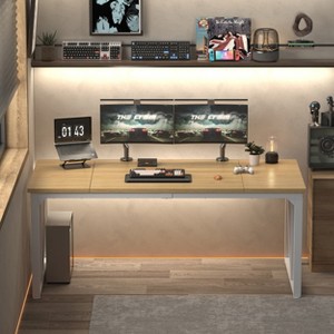 ORRD Computer Desk 70×30.7 Inch Gaming Desk with Deeper & Thicker Desktop, Office Desk Work Desk for Home Office, Natural - 1 of 4