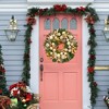 24 Inch Pre-Lit Christmas Wreath for Front Door, 20 LED Lights, Artificial Xmas Wreath with Gold Leaves, Balls and Ornaments for Fireplace, Outdoor - 4 of 4