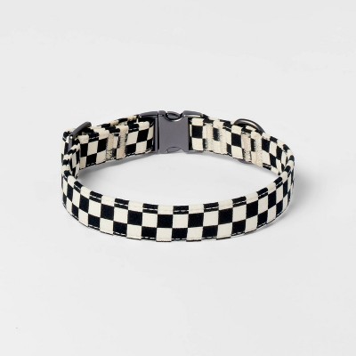 Checkerboard Dog Fashion Adjustable Collar - M - Black/White - Boots &#38; Barkley&#8482;