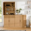 Spassway Natural Wood Modular Storage Cabinets Farmhouse Sideboard with Adjustable Shelf Coffee Bar Cabinet Storage Cabinet for Living Room Kitchen - 2 of 4