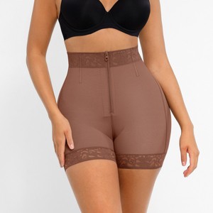 Feelingirl Women's Front Zipper Butt Lifter Tummy Control Shapewear Shorts Black S - 1 of 1