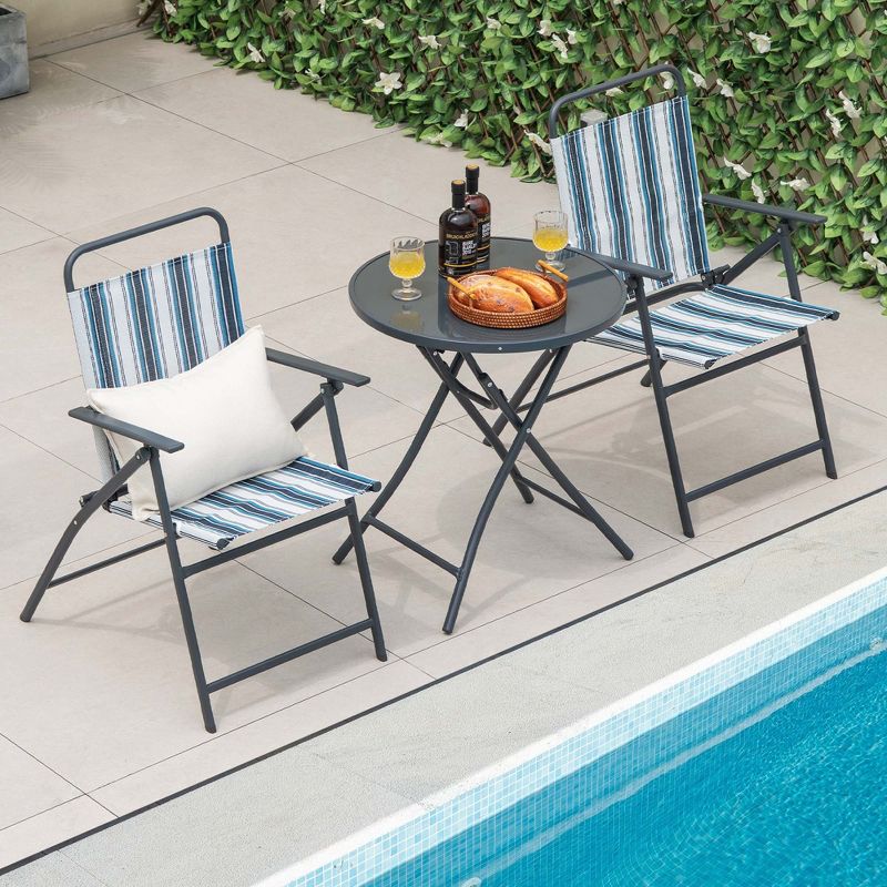 Costway 3pcs Patio Folding Dining Table Chair Set Heavy-Duty Metal Portable Outdoor, 1 of 11
