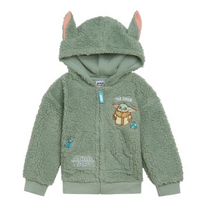 Star Wars The Mandalorian Grogu Cozy Faux Sherling Cosplay Hoodie Newborn to Infant - 1 of 4