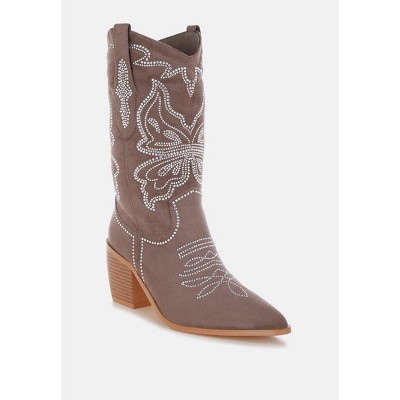 Latafa Rhinestones Embellished Cowboy Boots