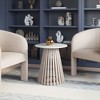 Mazara Side Table, White & Whitewashed 20.1"H – Natural Marble Top With Bleached Mango Wood Frame By Zuo Modern - 3 of 4