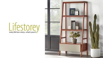 Lifestorey Nordic Ladder Bookcase with Drawer - Thumbnail 3