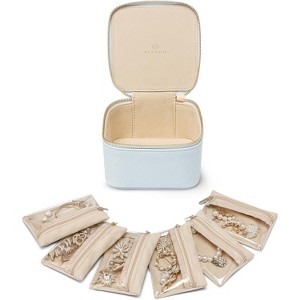 6-Piece Travel Jewelry Pouch Set, Clear Velvet Zipper Bags for Organized Storage, Gift for Women & Girls - 1 of 4