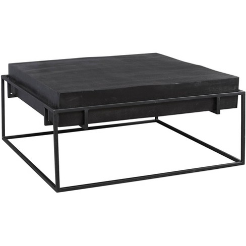 Uttermost Modern Aged Iron Square Coffee Table 35" Wide Oxidized Black ...