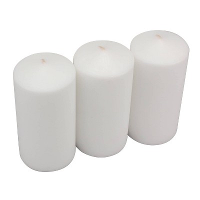 Stonebriar 3pk Tall 3'' X 6'' 65 Hour Long Burning Unscented White Wax ...