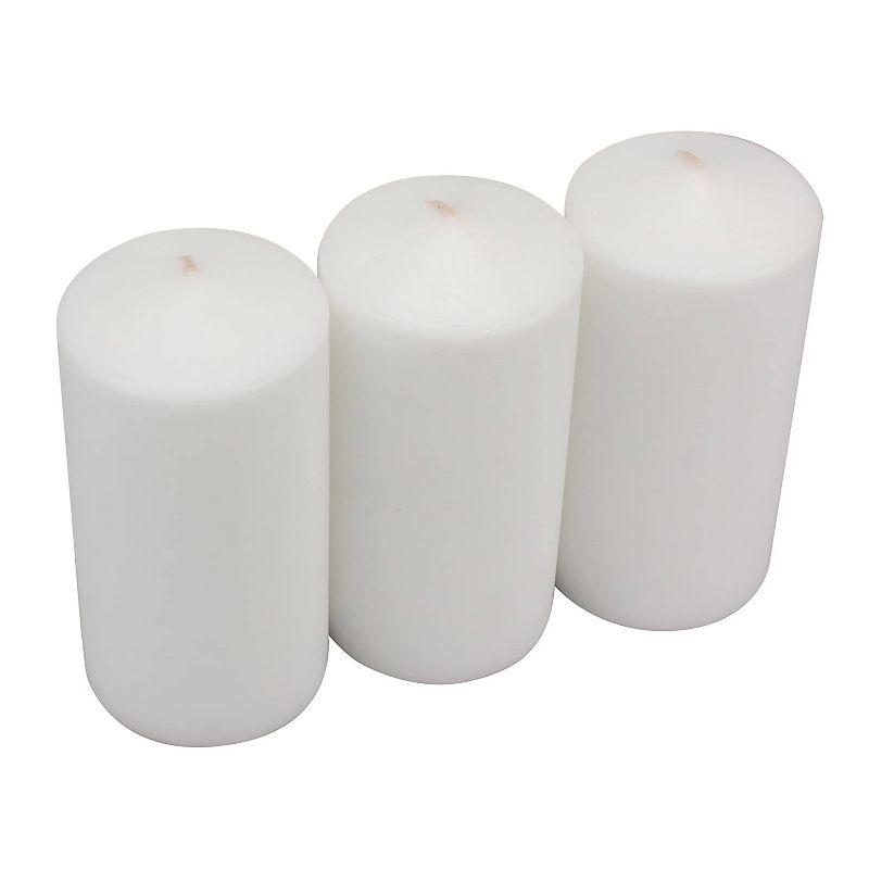 Stonebriar 3pk Tall 3&#39;&#39; x 6&#39;&#39; 65 Hour Long Burning Unscented White Wax Pillar Candle, 3 of 8