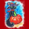 Junior's Design By Humans halloween. the witch cat By POLINART T-Shirt - 2 of 3
