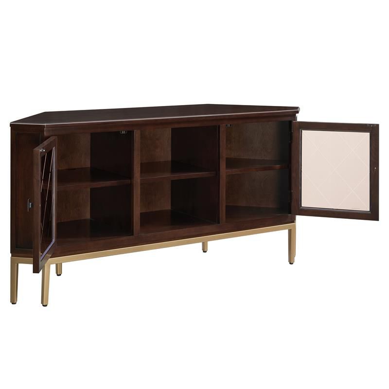 Leick Home Riley Holliday Corner TV Stand with Gold Metal Base For TVs Upto 62", 3 of 4