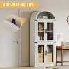 Acekool Arched Bookcase, 71.4" Tall Farmhouse Display Cabinet with Doors and Drawers, 15.8" Deep Storage Shelves, White - 4 of 4