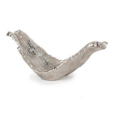 HomeRoots 11" Silver Aluminum Organic Shaped Decorative Bowl