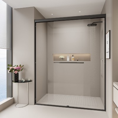 NicBex Shower Door 72"H Semi-frameless Double Bypass Sliding Shower Door with 1/4" (6mm) Tempered Glass for Walk-in Shower for Bathroom