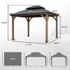Aoodor 12 x 10 ft. Outdoor Solid Wooden Frame Gazebo with 2-Tier Hardtop Roof, for Patio Backyard Deck and Lawns - 3 of 4