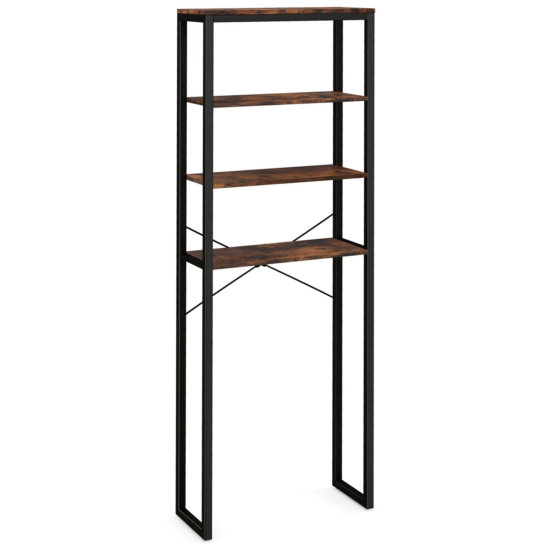 Costway 4-Tier Over the Toilet Storage Rack Freestanding Bathroom Organizer Rustic Brown
