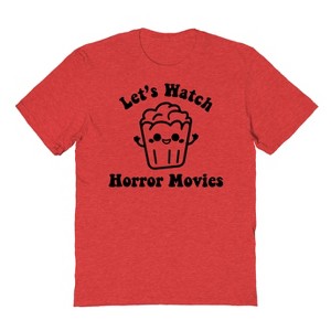 Rerun Island Men's Lets Watch Horror Movies Halloween Short Sleeve Graphic Cotton T-Shirt - 1 of 2