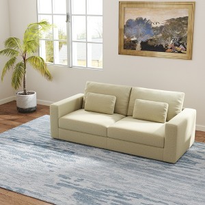 LOVMOR 83" Modern Sofa Couch for Living Room, 3 Seater Deep Seat Sofa with Upholstered Cushion and 2 Pillows , for Small Space, Apartment, Office - 1 of 4