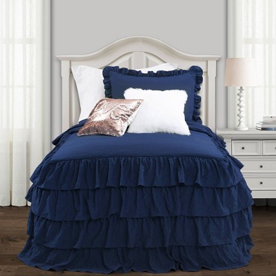 Blue Ruffle Bed Set