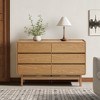 LuxenHome Oak Finish Manufactured Wood 47.2-Inch Wide 6-Drawer Horizontal Dresser Brown - 2 of 4