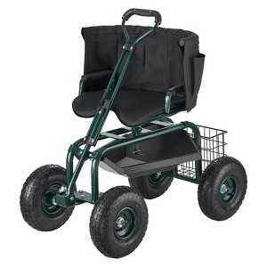 VEVOR Garden Seat with Wheels, Rolling Garden Stool with Height Adjustable & 360° Swivel Seat, 400lbs Weight Capacity, Gardening Cart Bench, Green - 1 of 4