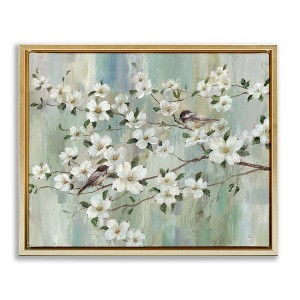 Stupell Industries Delicate Cherry Blossom Flowers Perched Birds Classic Painting, 25" x 31" - 1 of 4