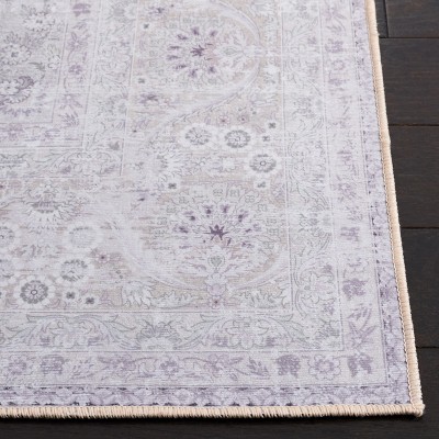 Beige Easy-Care Synthetic 6' x 9' Non-Slip Area Rug