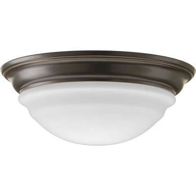 Brushed Nickel LED Flush Mount Light with Etched Glass Bowl