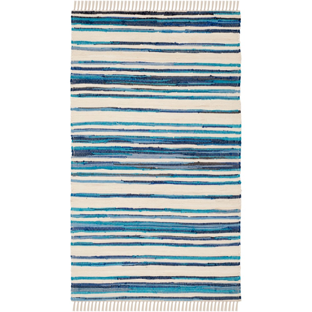 2'x3' Stripe Woven Accent Rug Ivory/Blue - Safavieh