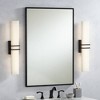 Possini Euro Design Exeter Modern Wall Lights Set of 2 Black Hardwire 24" Light Bar LED Fixture White Glass Shade for Bedroom Bathroom Vanity House - 2 of 4